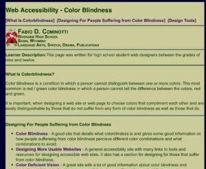 Color Blindness Accessibility Links Screenshot