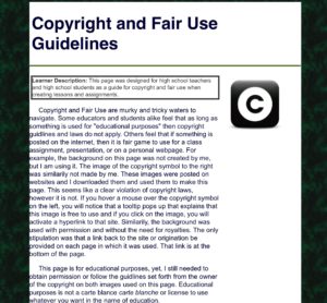 Copyright and Fair Use Scavenger Hunt Screenshot